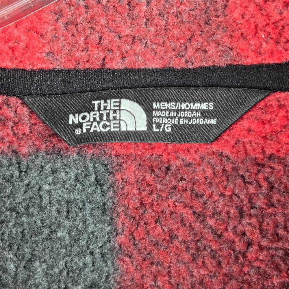 The North Face 1/4 Zip Fleece Gordon Lyons Buffalo Plaid Men L Pullover Red Blck